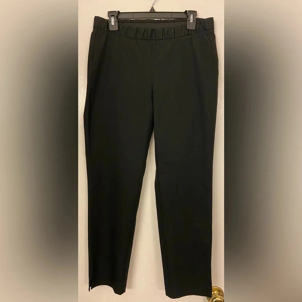 NWT Eileen Fisher Organic Cotton Slim Ankle Pant Black Size Small - Picture 2 of 10